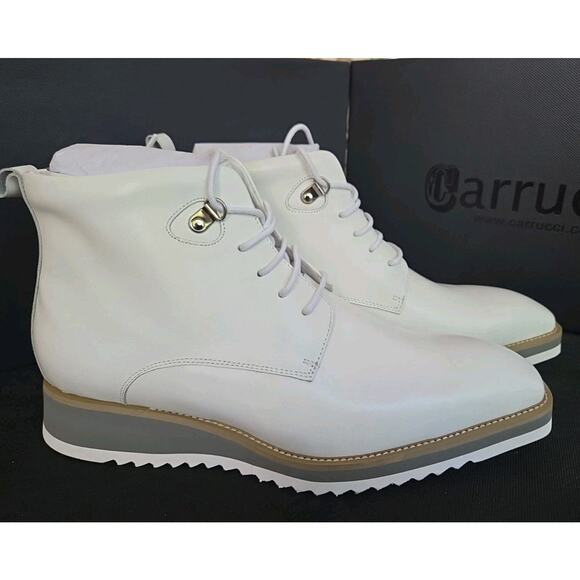 Carrucci Men’s White Leather Patterned Design Lace Up Ankle Boots Us 10 D main image 4